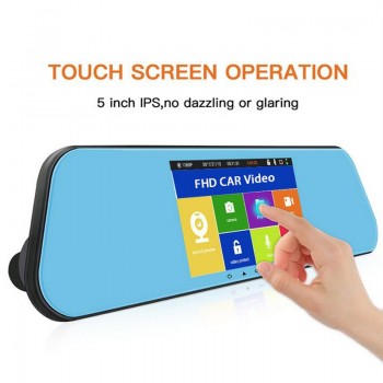 QUIDUX Car Rearview Mirror DVR 5 Touch Dual Lens Full HD 1080P  ADAS Night Vision vehicle Video Camera Recorder Parking Monitor