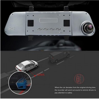 QUIDUX Car Rearview Mirror DVR 5 Touch Dual Lens Full HD 1080P  ADAS Night Vision vehicle Video Camera Recorder Parking Monitor