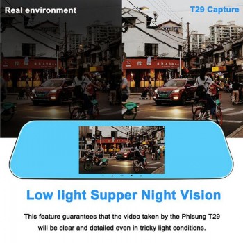 QUIDUX Car Rearview Mirror DVR 5 Touch Dual Lens Full HD 1080P  ADAS Night Vision vehicle Video Camera Recorder Parking Monitor