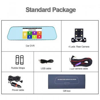 QUIDUX Car Rearview Mirror DVR 5 Touch Dual Lens Full HD 1080P  ADAS Night Vision vehicle Video Camera Recorder Parking Monitor