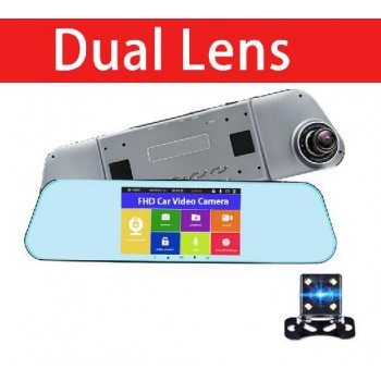 QUIDUX Car Rearview Mirror DVR 5 Touch Dual Lens Full HD 1080P  ADAS Night Vision vehicle Video Camera Recorder Parking Monitor