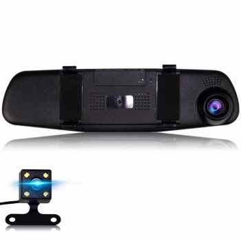 Full HD 1080P Auto 4.3 Inch Rearview Dual Lens Registratory Camcorder Car Dvr Camera Mirror Digital Video Recorder