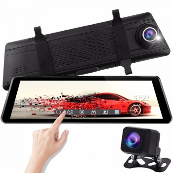 car dvr dashcam full hd 1080P 10 Touch Screen car camera automovil G-sensor video registrator stream media dual dash cam adas