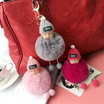 1PCS Cute Cartoon Doll Keychain Fur Ball Plush KeyChain Keyring Women Handbag Car Key Holder Bag Pendant Toys for Kids Gift