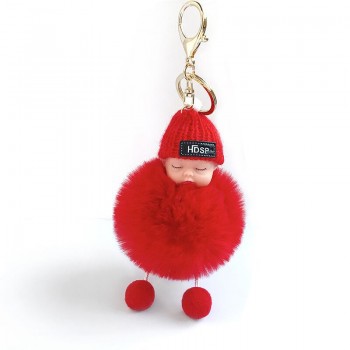 1PCS Cute Cartoon Doll Keychain Fur Ball Plush KeyChain Keyring Women Handbag Car Key Holder Bag Pendant Toys for Kids Gift