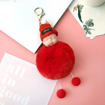 1PCS Cute Cartoon Doll Keychain Fur Ball Plush KeyChain Keyring Women Handbag Car Key Holder Bag Pendant Toys for Kids Gift