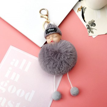 1PCS Cute Cartoon Doll Keychain Fur Ball Plush KeyChain Keyring Women Handbag Car Key Holder Bag Pendant Toys for Kids Gift