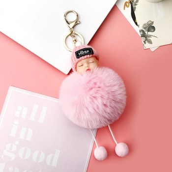 1PCS Cute Cartoon Doll Keychain Fur Ball Plush KeyChain Keyring Women Handbag Car Key Holder Bag Pendant Toys for Kids Gift