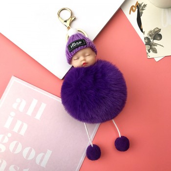 1PCS Cute Cartoon Doll Keychain Fur Ball Plush KeyChain Keyring Women Handbag Car Key Holder Bag Pendant Toys for Kids Gift