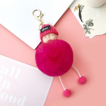1PCS Cute Cartoon Doll Keychain Fur Ball Plush KeyChain Keyring Women Handbag Car Key Holder Bag Pendant Toys for Kids Gift