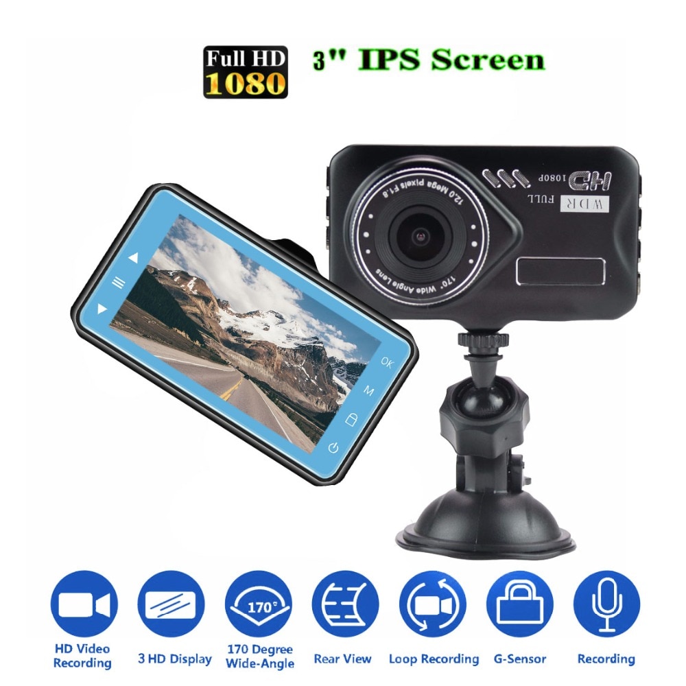 Full HD 1080P Mini Car DVR Lens Video 3inch Recorder Parking Car Camera Dash Cam Auto Black DVR camera video registratori auto