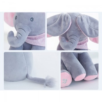 Jeriwell Electric Toys for Children Kids Peek a boo Elephant Stuffed Animals Plush Play Hide and Seek Funny Toy Music Doll Gift