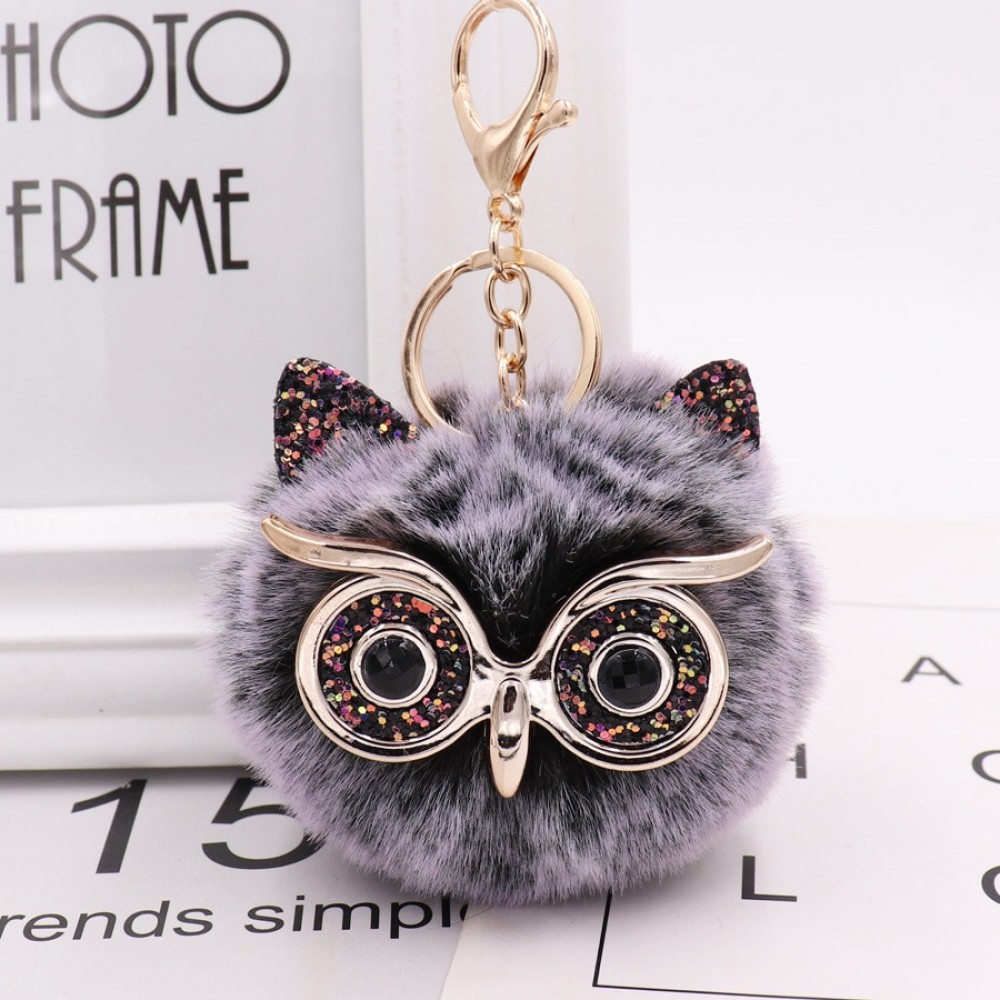 New Mini Plush Real owl Fur Ball keychain Soft Toys Cute Fashion Kids Plush Dolls pompom  fluffy Charm Baby For Girls Women gift