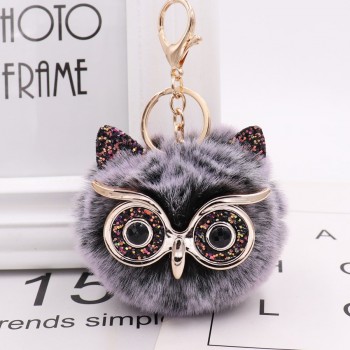 New Mini Plush Real owl Fur Ball keychain Soft Toys Cute Fashion Kids Plush Dolls pompom  fluffy Charm Baby For Girls Women gift