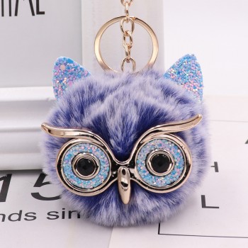 New Mini Plush Real owl Fur Ball keychain Soft Toys Cute Fashion Kids Plush Dolls pompom  fluffy Charm Baby For Girls Women gift