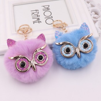 New Mini Plush Real owl Fur Ball keychain Soft Toys Cute Fashion Kids Plush Dolls pompom  fluffy Charm Baby For Girls Women gift