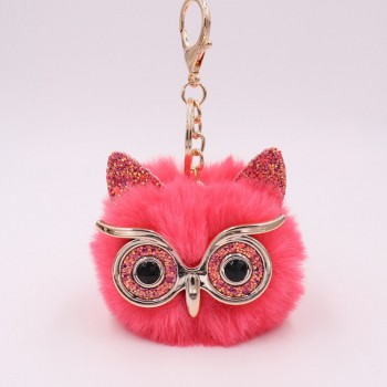 New Mini Plush Real owl Fur Ball keychain Soft Toys Cute Fashion Kids Plush Dolls pompom  fluffy Charm Baby For Girls Women gift