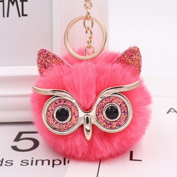 New Mini Plush Real owl Fur Ball keychain Soft Toys Cute Fashion Kids Plush Dolls pompom  fluffy Charm Baby For Girls Women gift