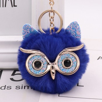 New Mini Plush Real owl Fur Ball keychain Soft Toys Cute Fashion Kids Plush Dolls pompom  fluffy Charm Baby For Girls Women gift