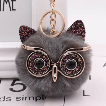 New Mini Plush Real owl Fur Ball keychain Soft Toys Cute Fashion Kids Plush Dolls pompom  fluffy Charm Baby For Girls Women gift