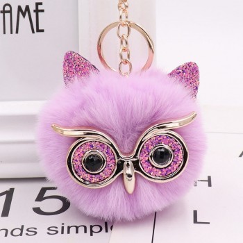 New Mini Plush Real owl Fur Ball keychain Soft Toys Cute Fashion Kids Plush Dolls pompom  fluffy Charm Baby For Girls Women gift
