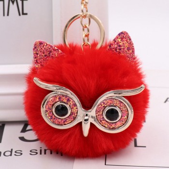 New Mini Plush Real owl Fur Ball keychain Soft Toys Cute Fashion Kids Plush Dolls pompom  fluffy Charm Baby For Girls Women gift