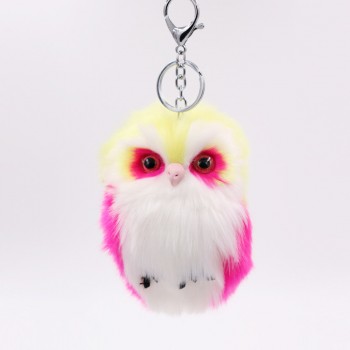 Mini Plush Real Life owl Fur Ball keychain Cute Fashion Kids Plush Dolls Pom Pom Soft fluffy Charm Baby For Girls Women gift