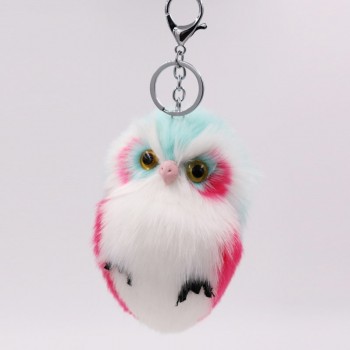 Mini Plush Real Life owl Fur Ball keychain Cute Fashion Kids Plush Dolls Pom Pom Soft fluffy Charm Baby For Girls Women gift