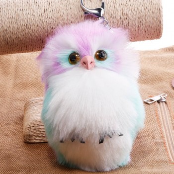 Mini Plush Real Life owl Fur Ball keychain Cute Fashion Kids Plush Dolls Pom Pom Soft fluffy Charm Baby For Girls Women gift