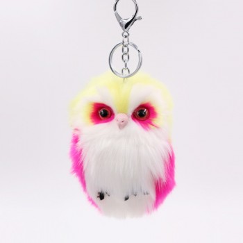 Mini Plush Real Life owl Fur Ball keychain Cute Fashion Kids Plush Dolls Pom Pom Soft fluffy Charm Baby For Girls Women gift