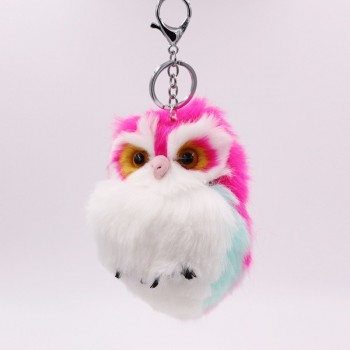 Mini Plush Real Life owl Fur Ball keychain Cute Fashion Kids Plush Dolls Pom Pom Soft fluffy Charm Baby For Girls Women gift