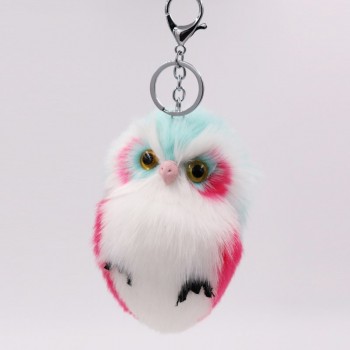 Mini Plush Real Life owl Fur Ball keychain Cute Fashion Kids Plush Dolls Pom Pom Soft fluffy Charm Baby For Girls Women gift