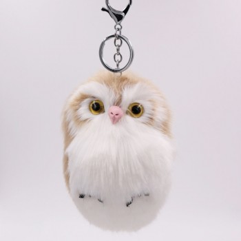 Mini Plush Real Life owl Fur Ball keychain Cute Fashion Kids Plush Dolls Pom Pom Soft fluffy Charm Baby For Girls Women gift
