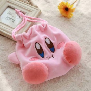 1 Pc Lovely Kirby Star Plush Purse Kirby Plush Drawstring Pocket Drawstring Bag Plush Coin Bag Coin Purse for Girls Plush Toy