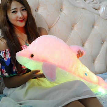 33cm Colorful Led Light Animal Peluch Pillow Cute Little Dolphin Stuffed Plush Pet Doll Toy Girl Birthday Gift for Children