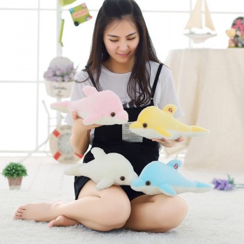 33cm Colorful Led Light Animal Peluch Pillow Cute Little Dolphin Stuffed Plush Pet Doll Toy Girl Birthday Gift for Children