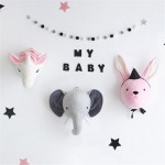 Animal Rabbit Unicorn  Head Stuffed Plush Toys Kids Room Wall Decoration Artwork Wall Hanging Dolls Nordic Style Props