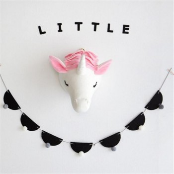 Animal Rabbit Unicorn  Head Stuffed Plush Toys Kids Room Wall Decoration Artwork Wall Hanging Dolls Nordic Style Props