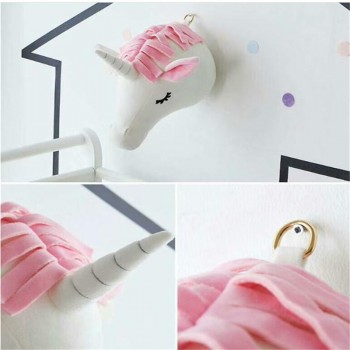 Animal Rabbit Unicorn  Head Stuffed Plush Toys Kids Room Wall Decoration Artwork Wall Hanging Dolls Nordic Style Props