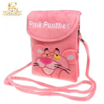 Cute Plush Purse Bags Pink Panther Coin Pouch Naughty Leopard Wallet Dolls Stuffed Toys Kawaii Cartoon Animals Cover Girls Gifts