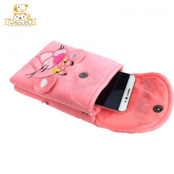Cute Plush Purse Bags Pink Panther Coin Pouch Naughty Leopard Wallet Dolls Stuffed Toys Kawaii Cartoon Animals Cover Girls Gifts