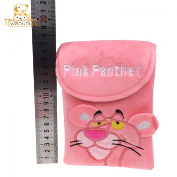 Cute Plush Purse Bags Pink Panther Coin Pouch Naughty Leopard Wallet Dolls Stuffed Toys Kawaii Cartoon Animals Cover Girls Gifts