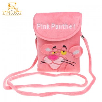 Cute Plush Purse Bags Pink Panther Coin Pouch Naughty Leopard Wallet Dolls Stuffed Toys Kawaii Cartoon Animals Cover Girls Gifts