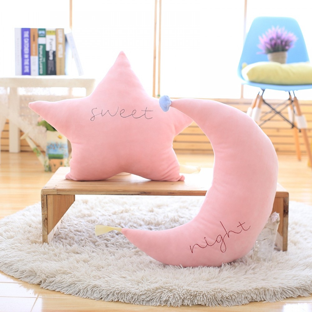 1pc Super Lovely Star Moon Pillow Blue Pink Soft Stuffed Nice Sofa Decor Cute Kawai Gift Cushion Pillow For Child Girlfriend