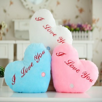 Heart Shaped Pillow Plush Light - Up Toys Glowing Toys With English Letter Kids Gift for Girl Friend Stuffed Pillow