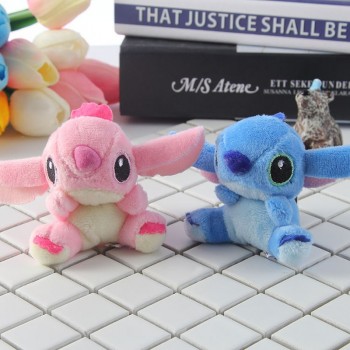2pcs/set Kawaii Stitch Plush Toy Keychains Stuffed Soft PP cotton Phone Charm Strap Bag Pendant 7x6.5cm