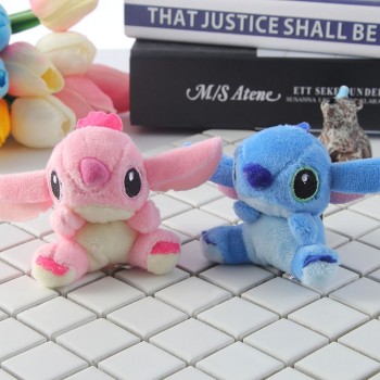 2pcs/set Kawaii Stitch Plush Toy Keychains Stuffed Soft PP cotton Phone Charm Strap Bag Pendant 7x6.5cm