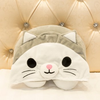 Cartoon Animals U Shape Neck Pillow with Hoodie Travelers Car Airplane Kids Adults Pink Unicorn/Cat/Owl/Pig/Totoro Plush Pillow