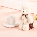 13.5cm Kawaii Milk Teddy Bear keychain Plush toy Doll Pendant Soft PP Cotton Stuffed Animals Bear Bag Ornaments Accessories