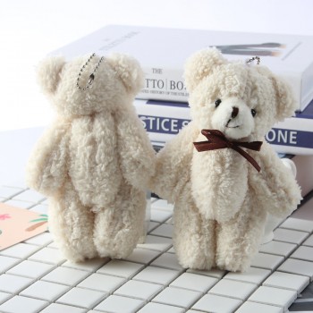 13.5cm Kawaii Milk Teddy Bear keychain Plush toy Doll Pendant Soft PP Cotton Stuffed Animals Bear Bag Ornaments Accessories